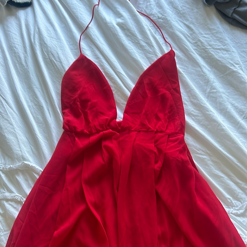 Super plunge full length red dress